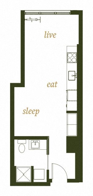 230 Ash Apartments Studio A4 Floor Plan
